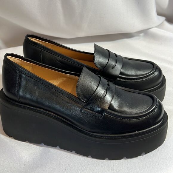 ANTHROPOLOGIE MAEVE LUGGED PLATFORM LOAFERS IN BLACK SIZE 41 - Picture 4 of 10